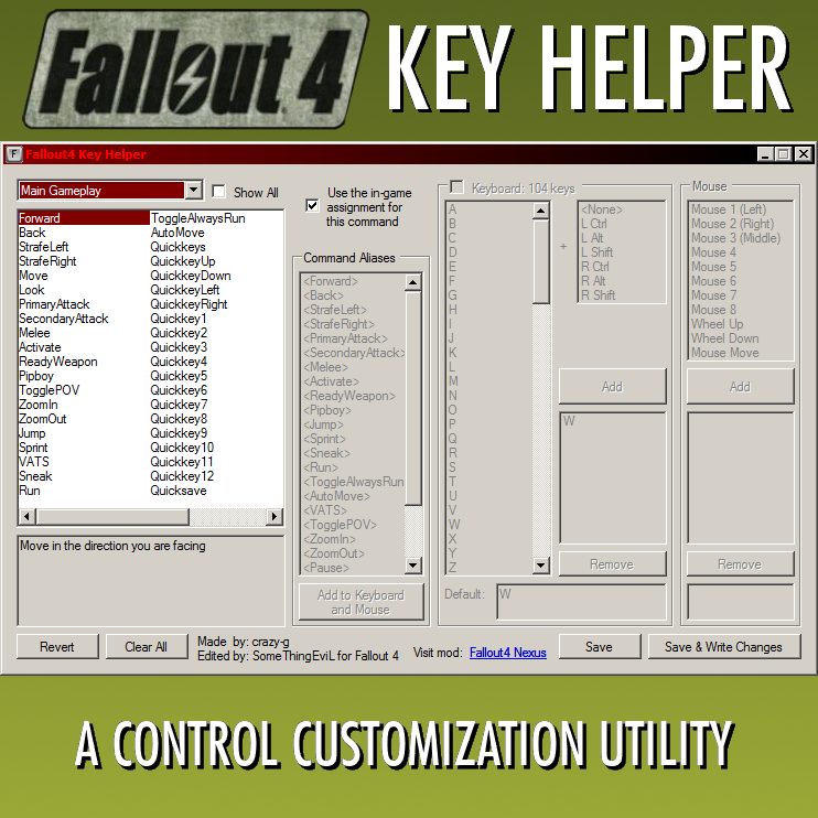 Interface Hard Coded Key Tweaks Fallout 4 version ユーティリティ - Fallout4