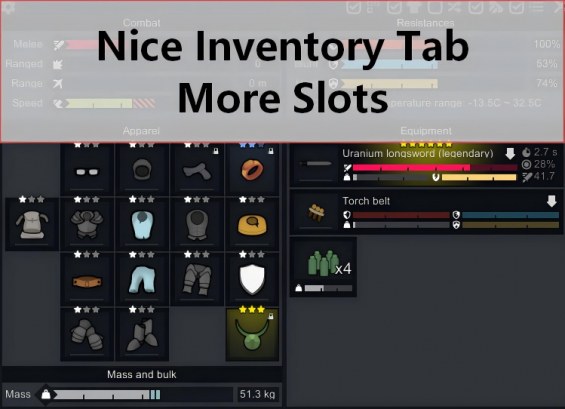 Nice Inventory Tab more slot 1.6 - RimWorld Mod データベース MOD紹介・まとめサイト