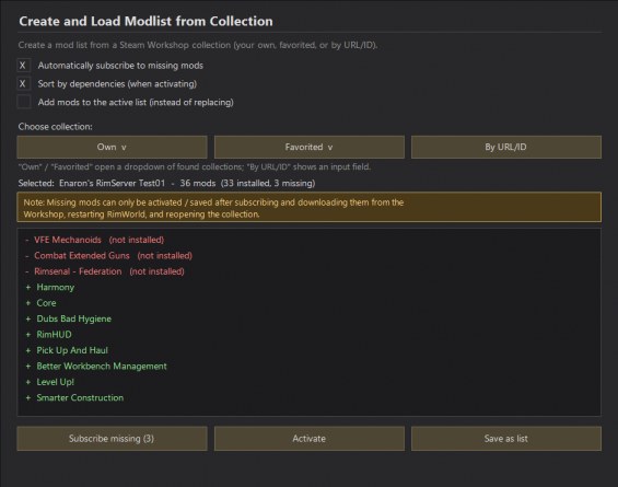 Create and Load Modlist from Collection 1.6 - RimWorld Mod データベース MOD紹介 ...