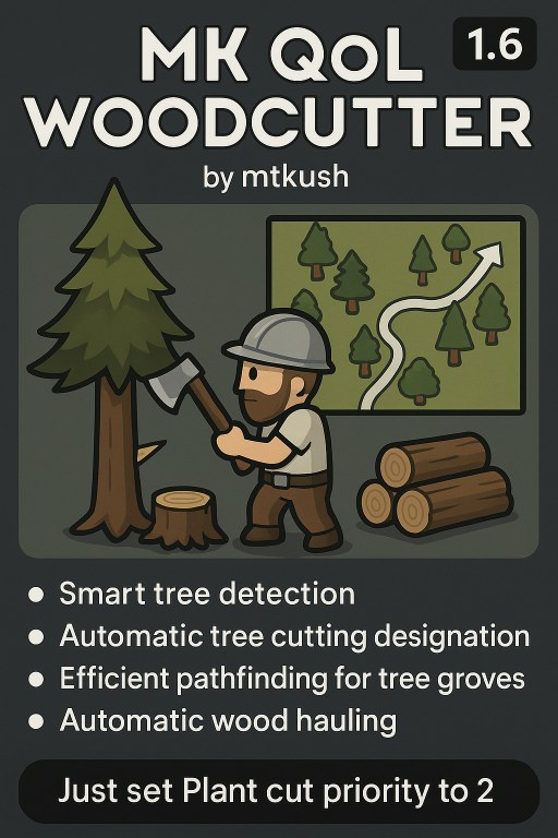 MK QoL Woodcutter 1.6 - RimWorld Mod データベース MOD紹介・まとめサイト