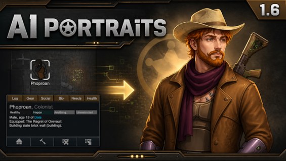 AI Portraits (Beta) 1.6 - RimWorld Mod データベース MOD紹介・まとめサイト