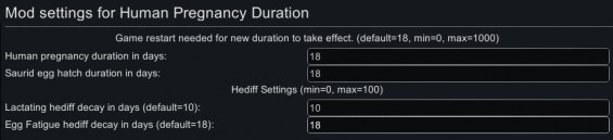 Human Pregnancy Duration Settings 1.6 - RimWorld Mod データベース MOD紹介・まとめサイト