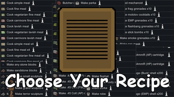 Choose Your Recipe 1 4 Rimworld Mod データベース Mod紹介 まとめサイト