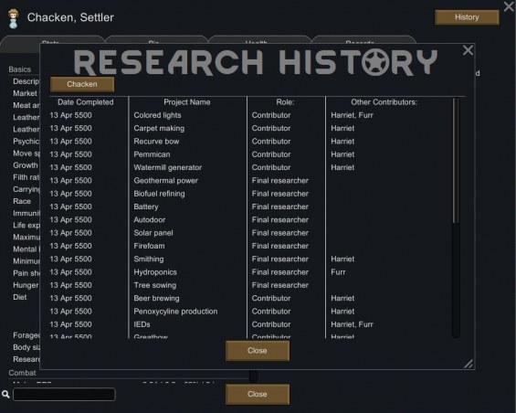 ResearchHistory 1.3 - RimWorld Mod データベース MOD紹介・まとめサイト