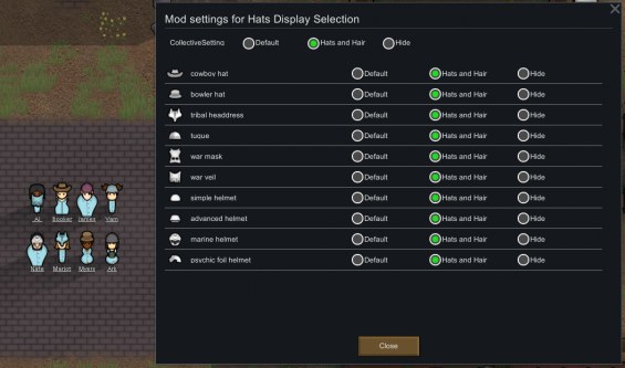 Hats Display Selection[B19] 0.19 - RimWorld Mod データベース MOD紹介・まとめサイト