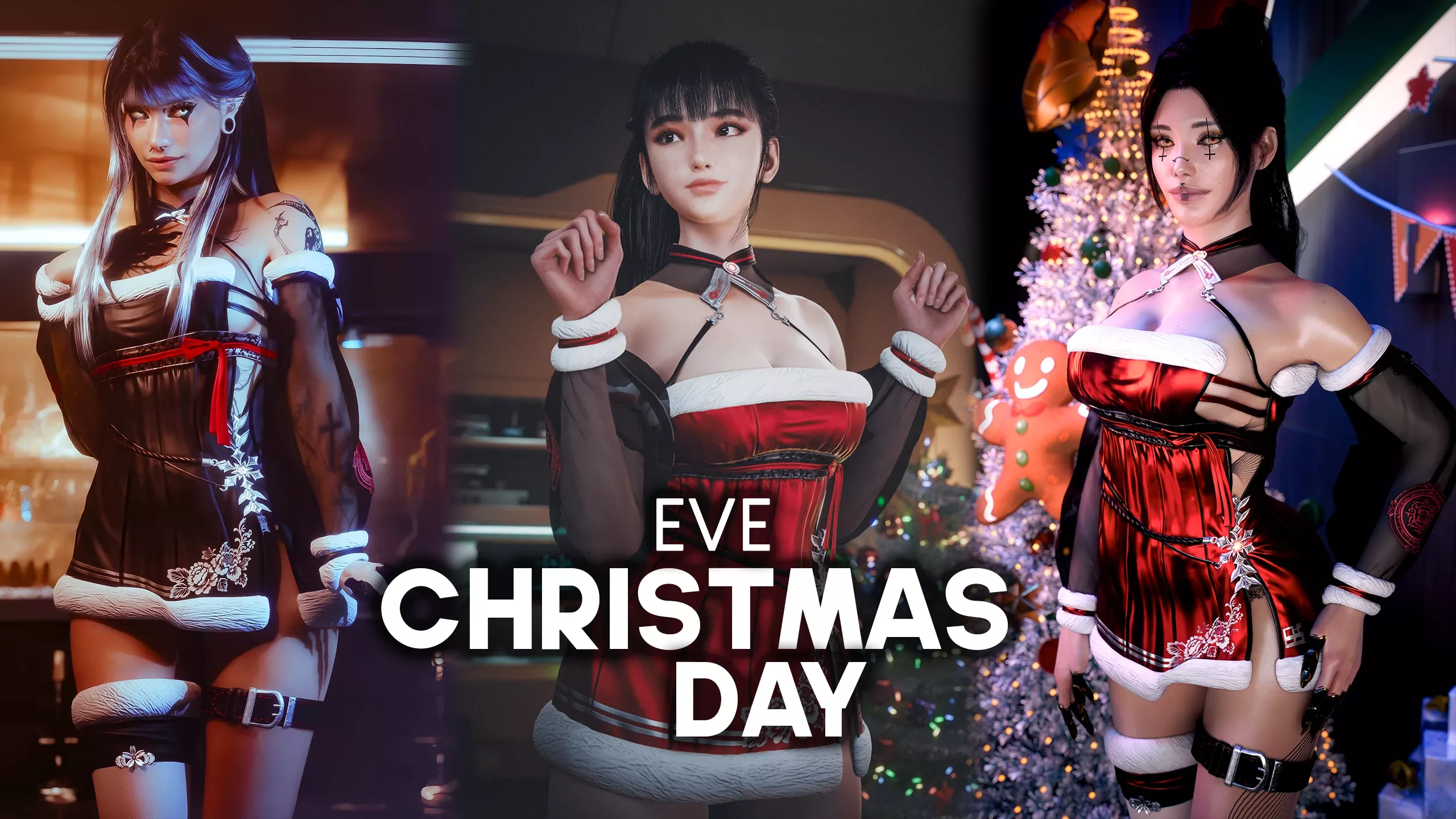 EVE - Christmas Day outift - Archive XL 外観・容姿 - Cyberpunk 2077 Mod データベース  MOD紹介・まとめサイト, image size:2560x1440