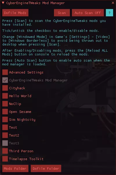 Cyber Engine Tweaks In-game Mod Manager (dofile script launcher) 日本語化対応 ...