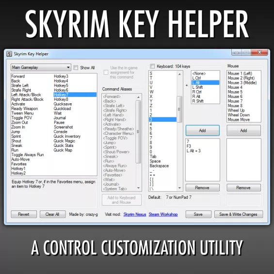 Skyrim Keyboard Mapping Code Interface Hard Coded Key Tweaks インターフェース - Skyrim Mod データベース MOD紹介・まとめサイト